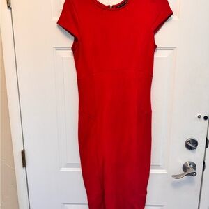 Felicity & Coco Red Sheath Midi Dress Cap Sleeve